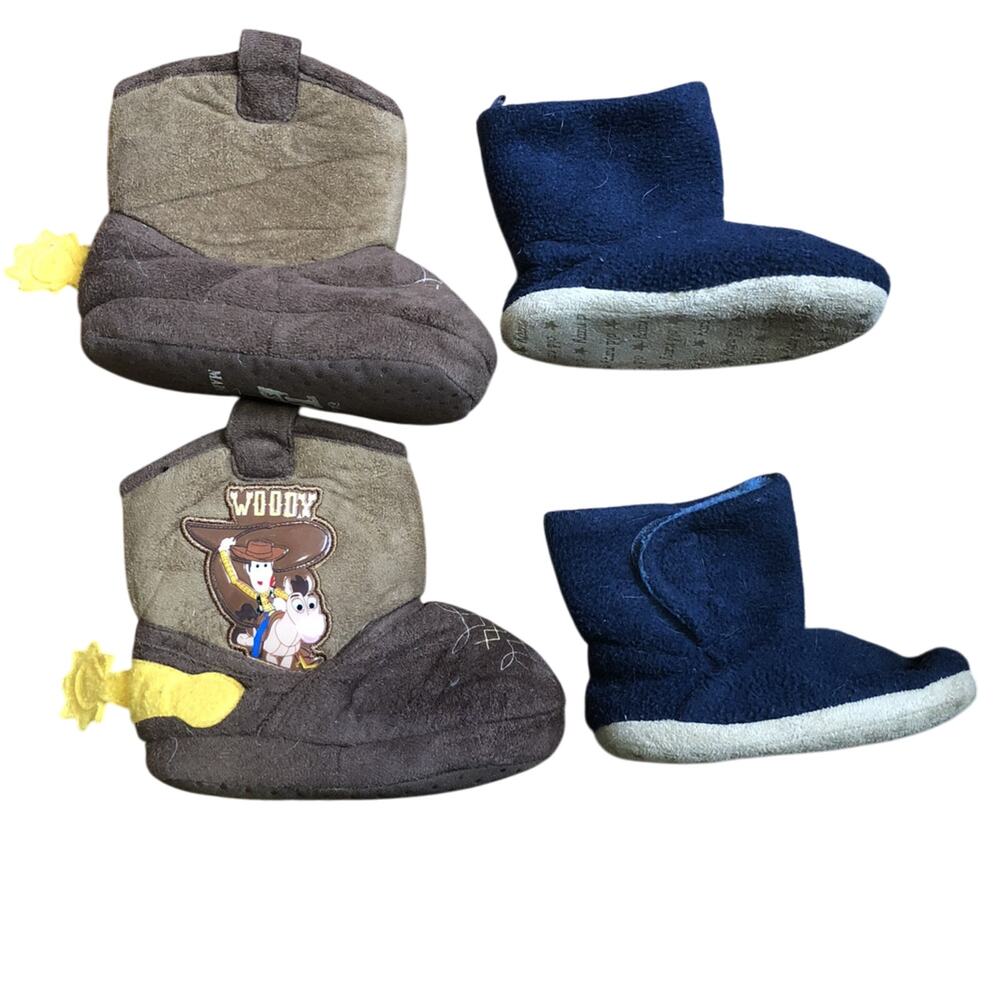 Old Navy navy blue  And Brown Disney Woody Toy story Slipper Boots 5-6